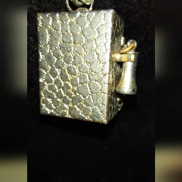 Vintage trinket, pill box Old Timey phone rhinestone pendant and charm - Picture 7 of 16
